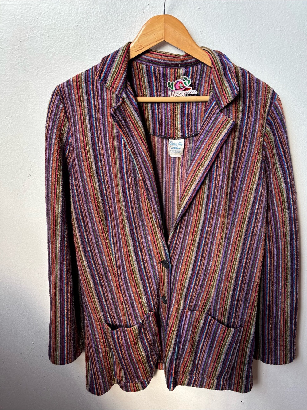 Queens way to fashion 70s Vintage Multi-Stripe Knit Blazer -